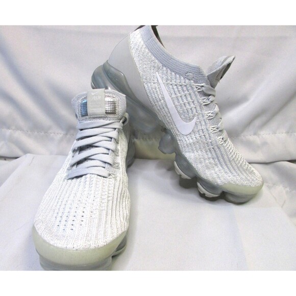 Nike Air VaporMax Flyknit 3 Shoes Womens 7.5 White Platinum Running Sneakers - Picture 1 of 13